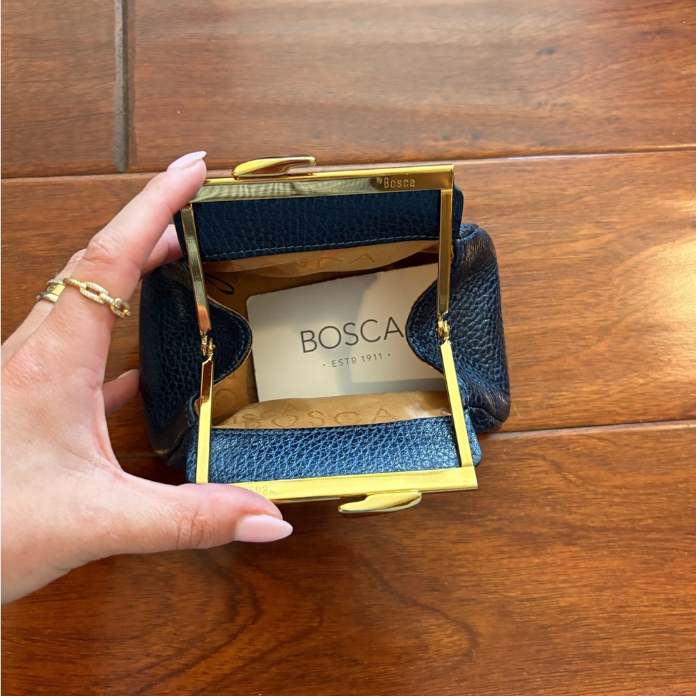 Bosca Blue Mini Bag with Gold Accents - Picture 3 of 3